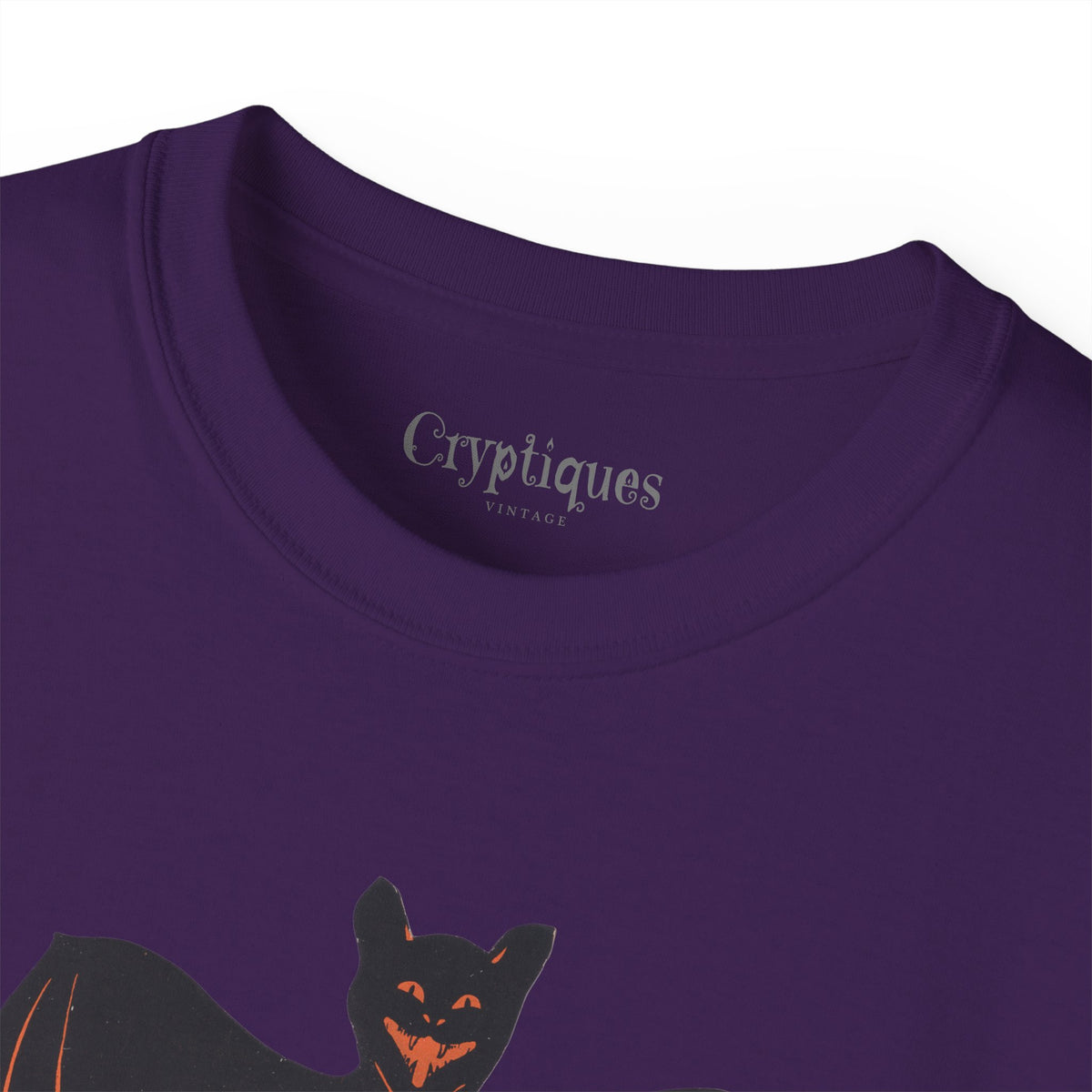 Adult T w/ Authentic Vintage Halloween 1930s Image of a Bat & Jack-O’-Lantern Die cut