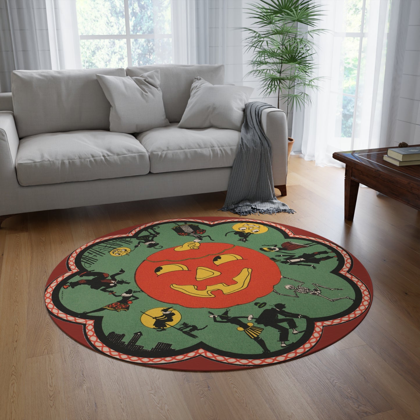 1920's Green Pumpkin Coaster Rug