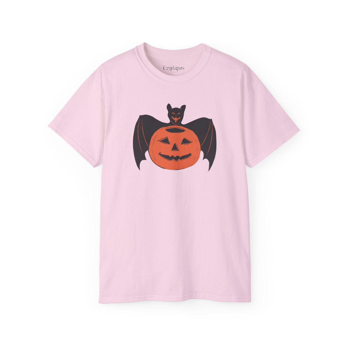 Adult T w/ Authentic Vintage Halloween 1930s Image of a Bat & Jack-O’-Lantern Die cut
