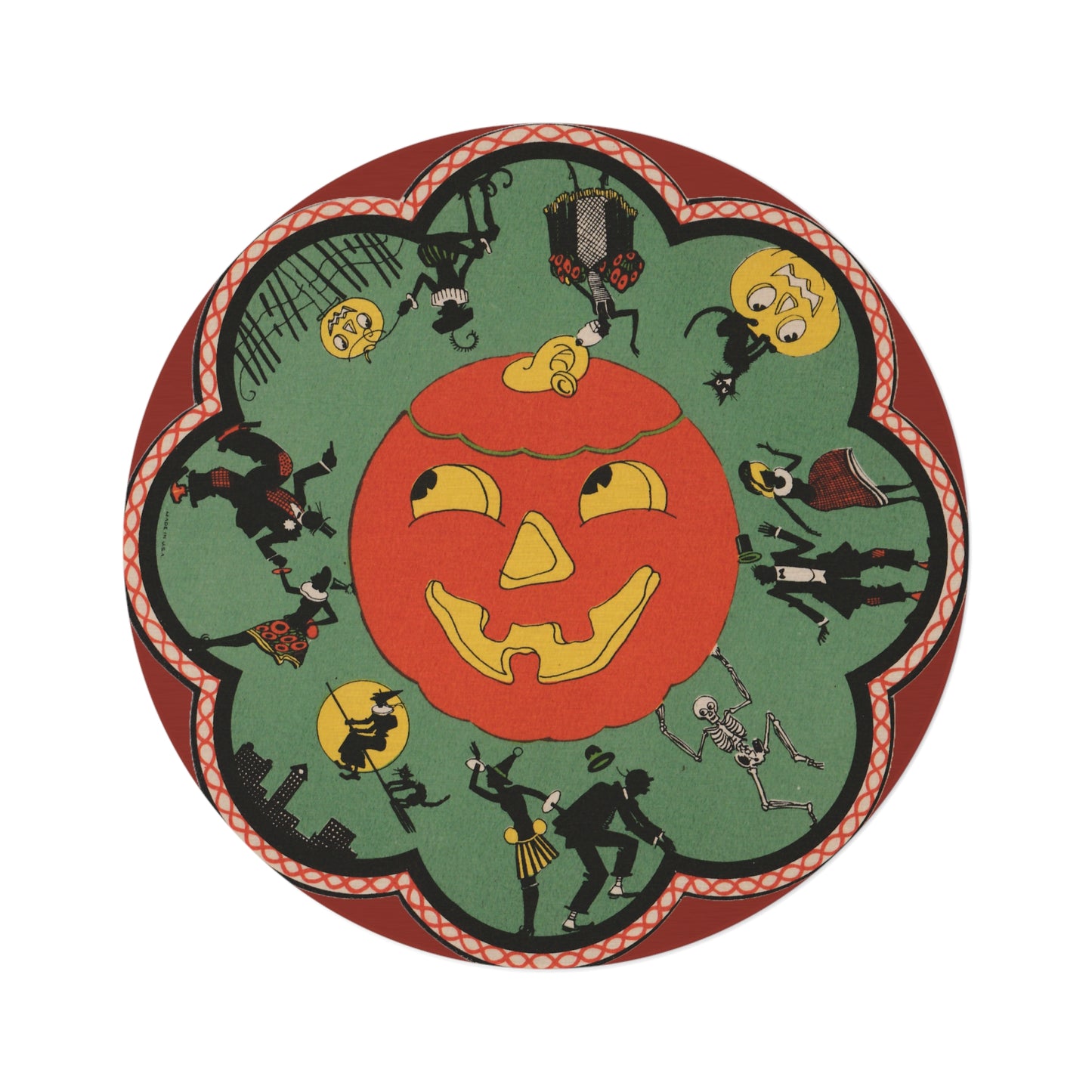 1920's Green Pumpkin Coaster Rug