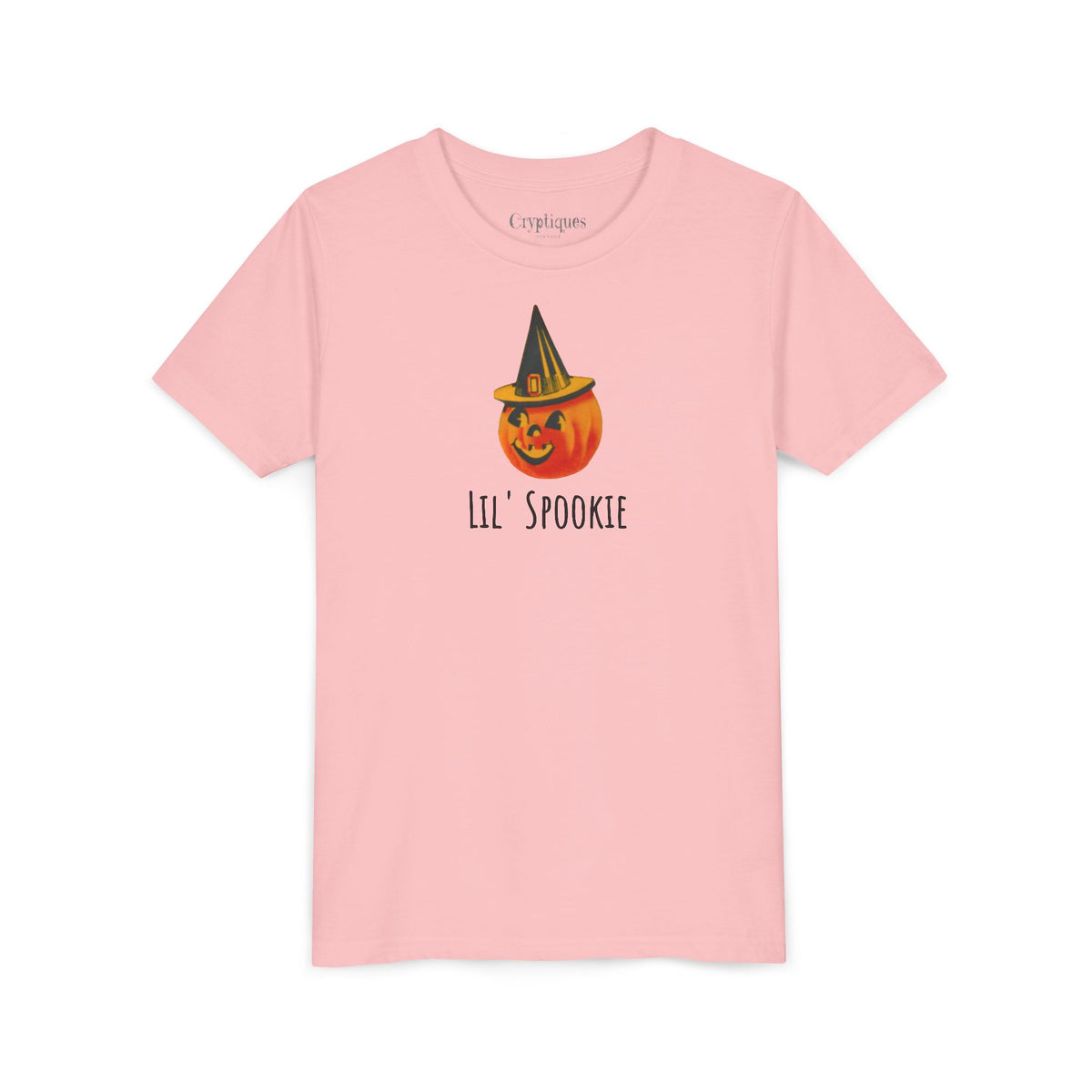 Youth Tee w/ Authentic Vintage Halloween 1950s JOL & Witch Hat Seal Image 'Lil' Spookie'