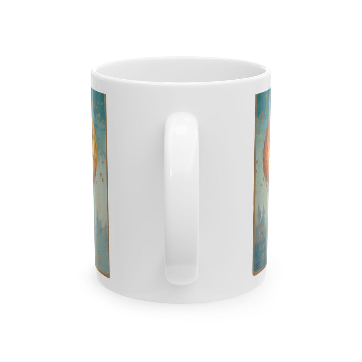 Ceramic Mug w/ Authentic Vintage Halloween 1909 JOL Hot Air Balloon Postcard Image (11oz & 15oz)