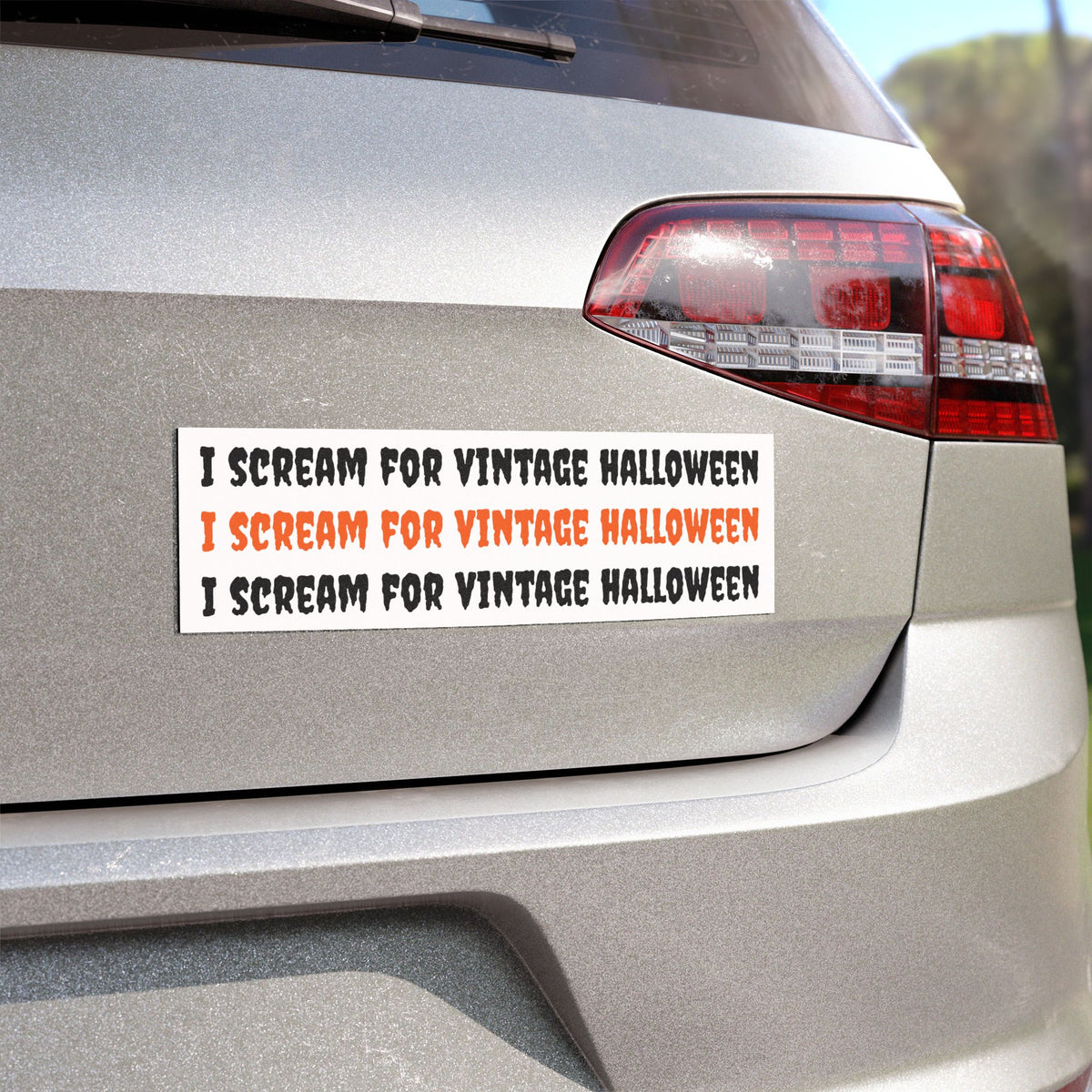 Car Magnet w/ "I Scream For Vintage Halloween" Repeat