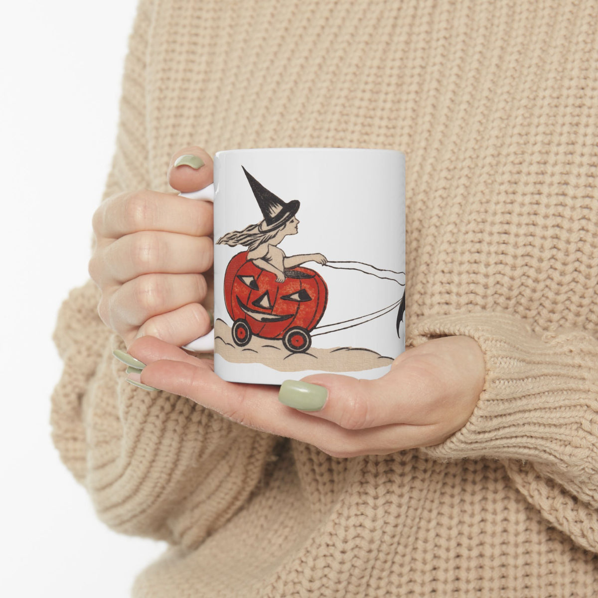 Ceramic Mug w/ Authentic Vintage Halloween Early 1900s Place Card Image (11oz & 15oz) 'Cup Of Bat Brew'