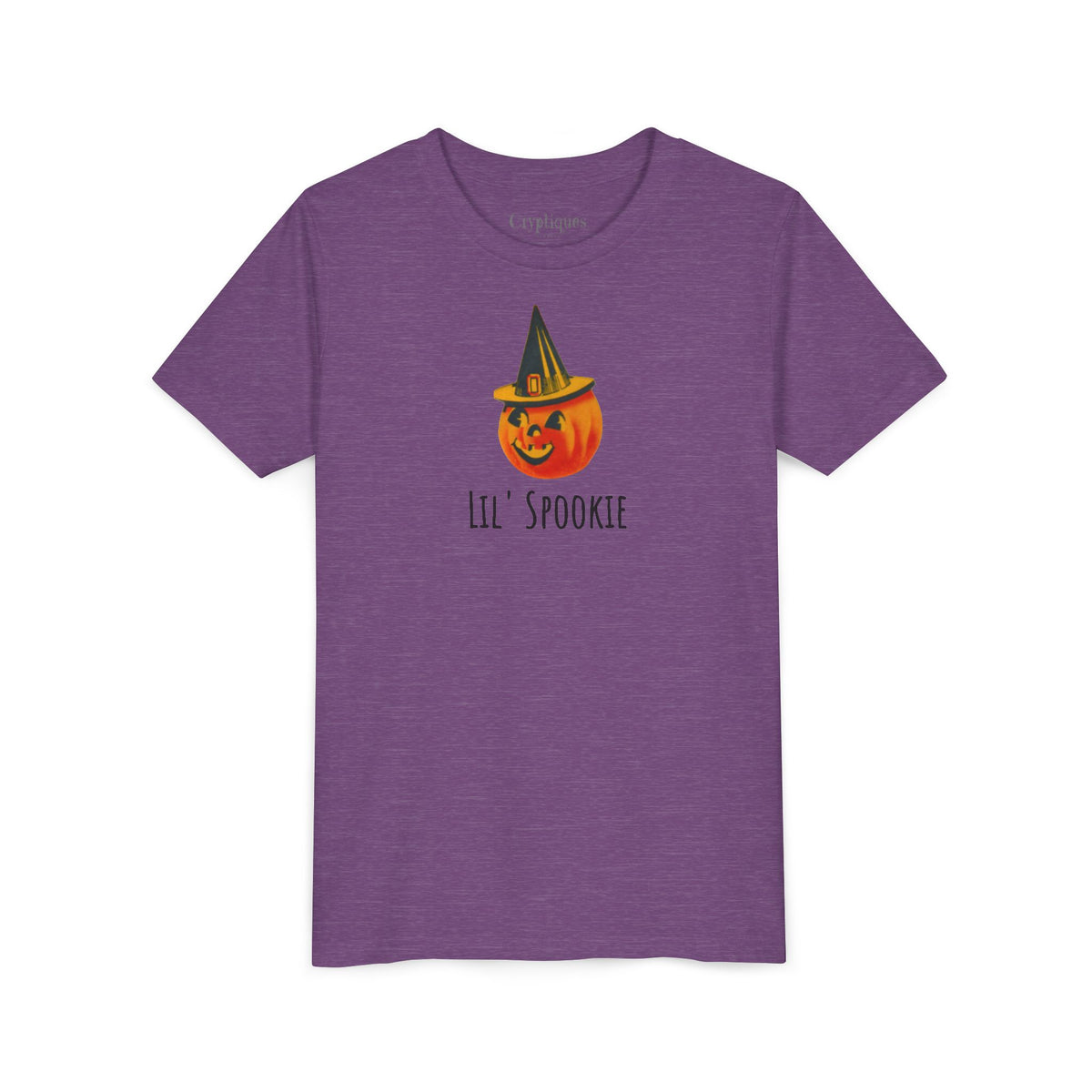 Youth Tee w/ Authentic Vintage Halloween 1950s JOL & Witch Hat Seal Image 'Lil' Spookie'