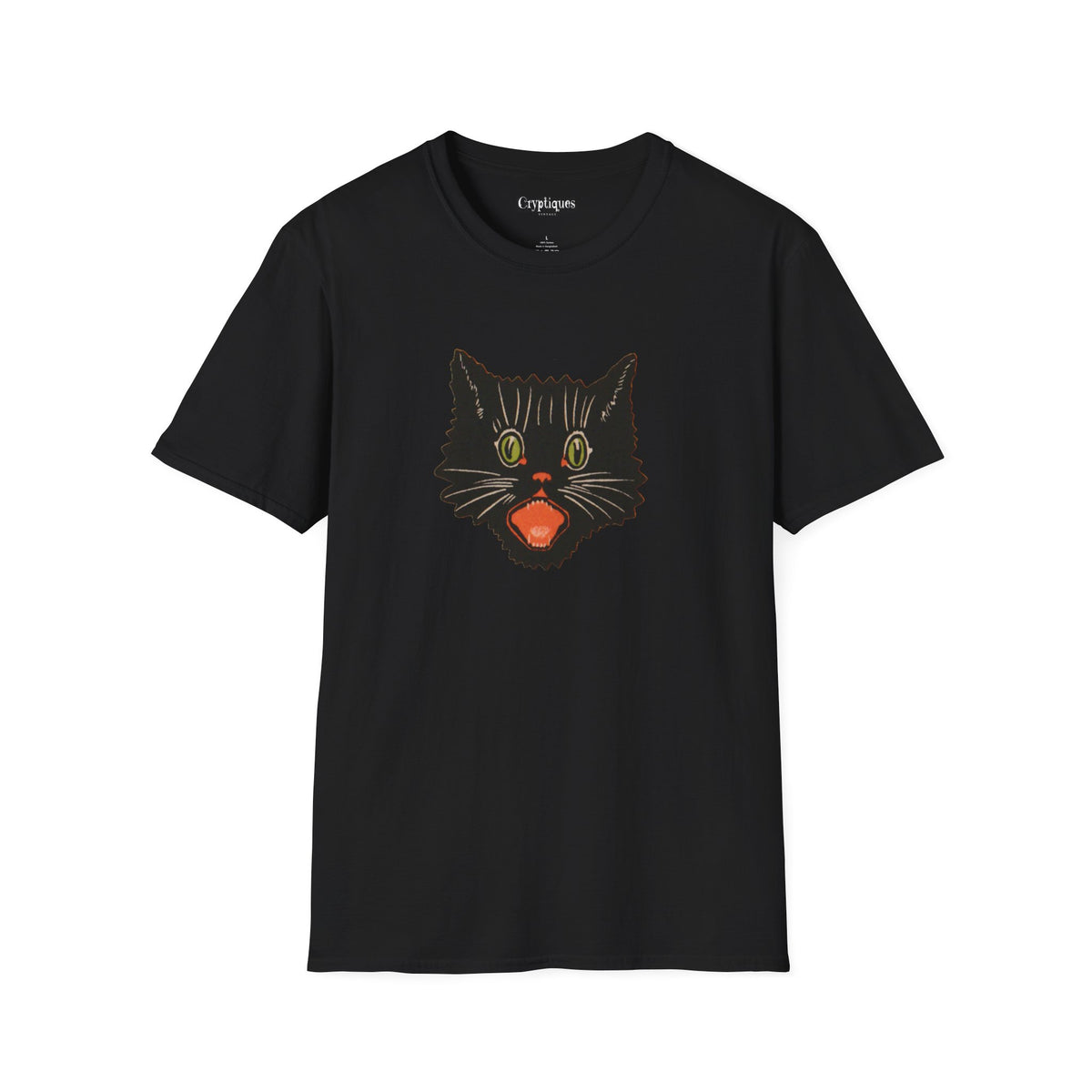 Adult T w/ Authentic Vintage Halloween 1920s Scaredy Cat Seal Image