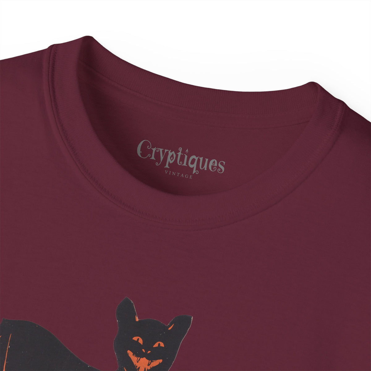 Adult T w/ Authentic Vintage Halloween 1930s Image of a Bat & Jack-O’-Lantern Die cut