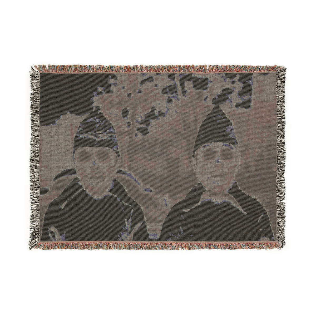 Woven Blanket w/ Authentic Vintage Halloween 1940s Ghouls Image