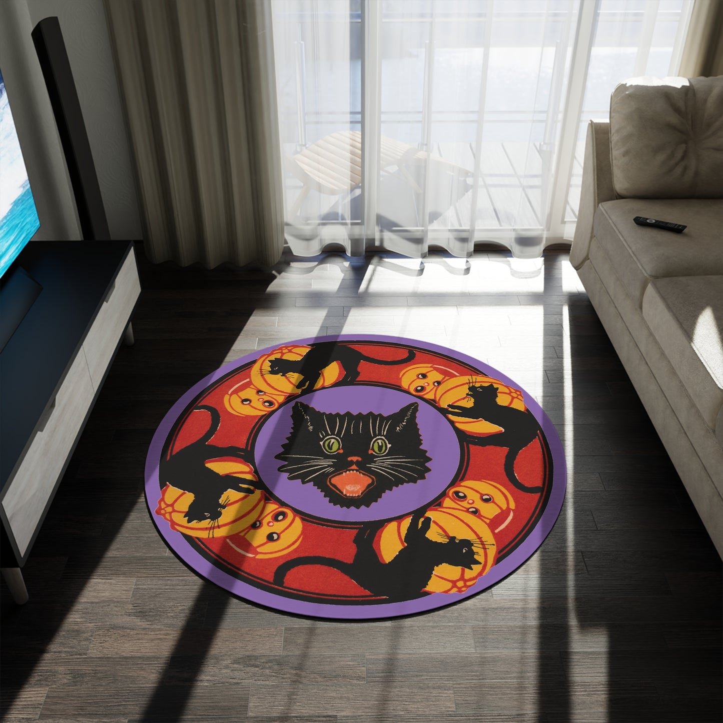 Cat & JOL Purple Round Statement Rug