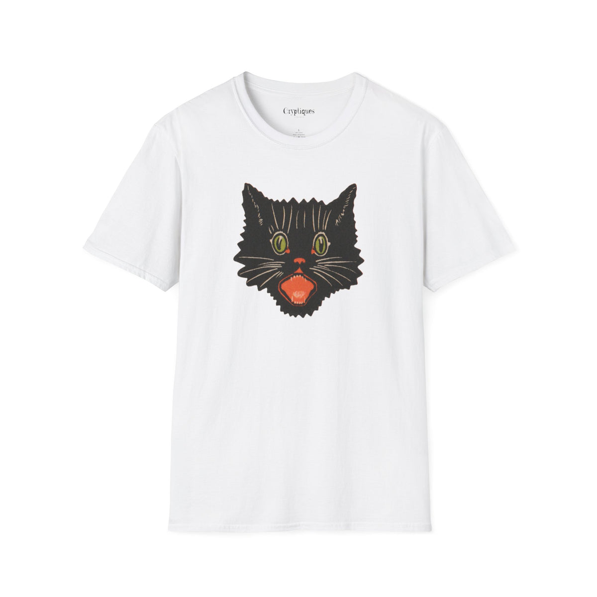 Adult T w/ Authentic Vintage Halloween 1920s Scaredy Cat Seal Image