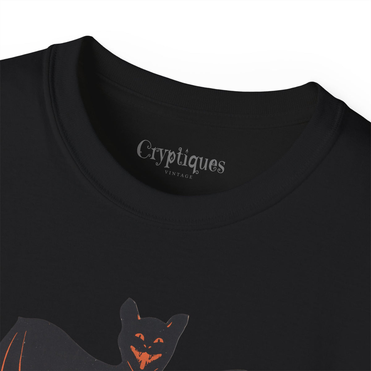 Adult T w/ Authentic Vintage Halloween 1930s Image of a Bat & Jack-O’-Lantern Die cut