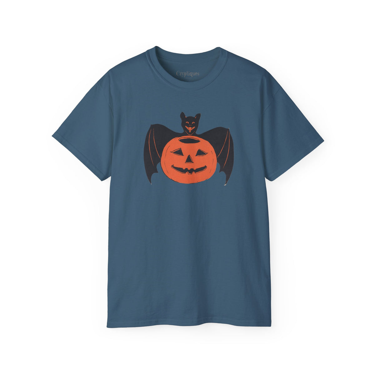 Adult T w/ Authentic Vintage Halloween 1930s Image of a Bat & Jack-O’-Lantern Die cut