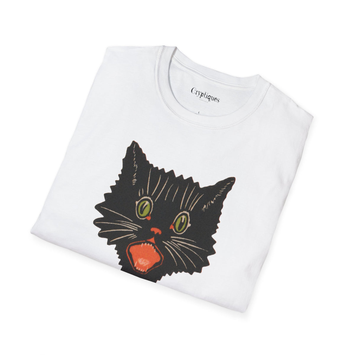 Adult T w/ Authentic Vintage Halloween 1920s Scaredy Cat Seal Image