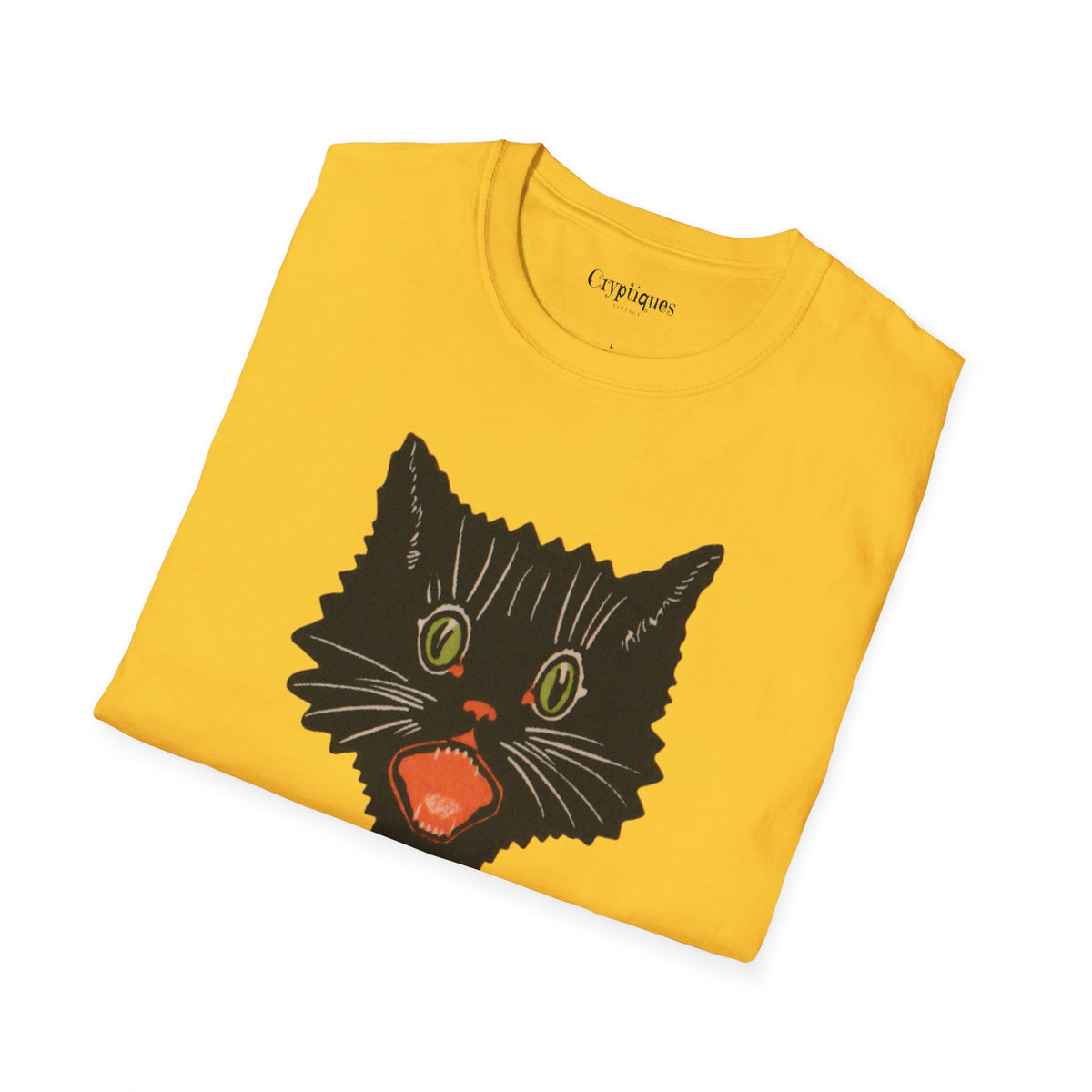 Adult T w/ Authentic Vintage Halloween 1920s Scaredy Cat Seal Image
