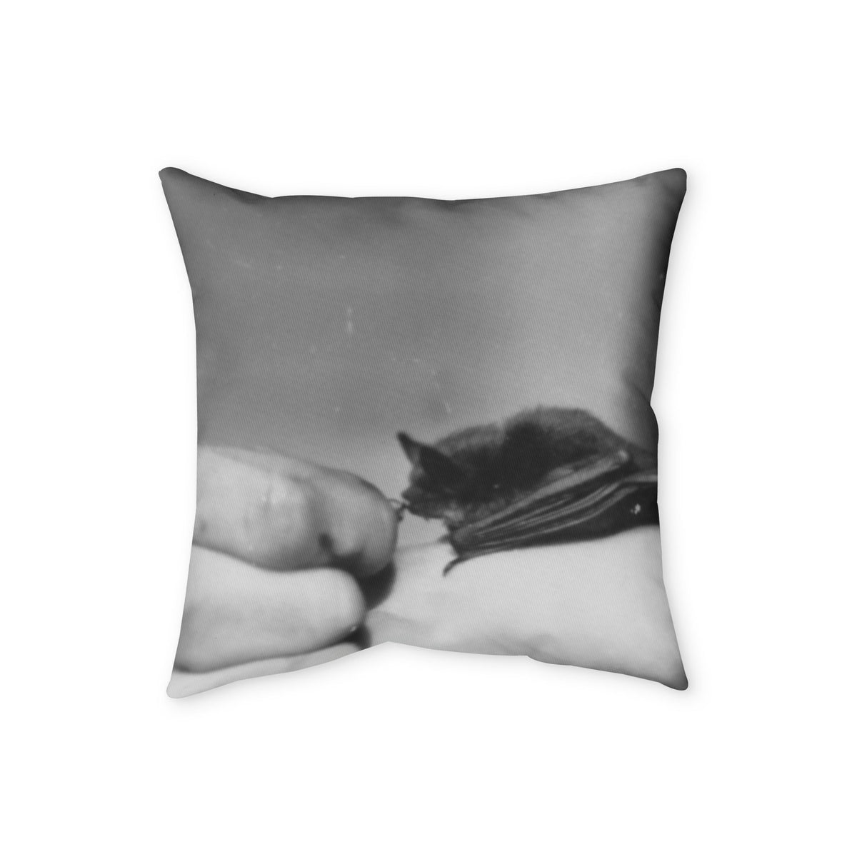 Throw Pillow COVER w/ Authentic Vintage Oddity Image 1940s Baby Bat Drinking From Hand 'Bat Spit Crazy'