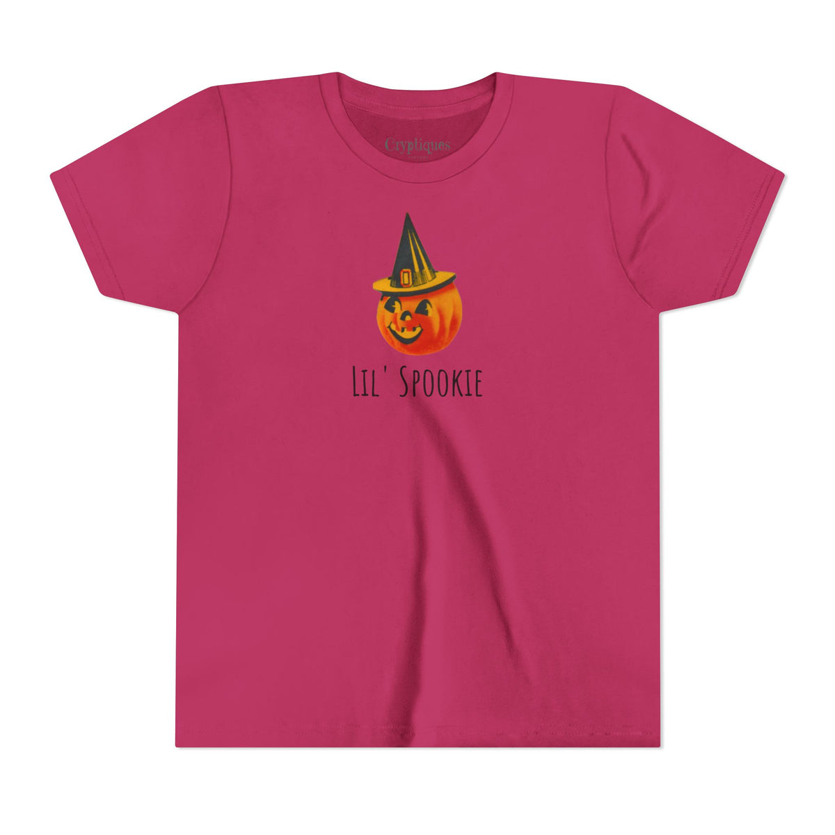 Youth Tee w/ Authentic Vintage Halloween 1950s JOL & Witch Hat Seal Image 'Lil' Spookie'