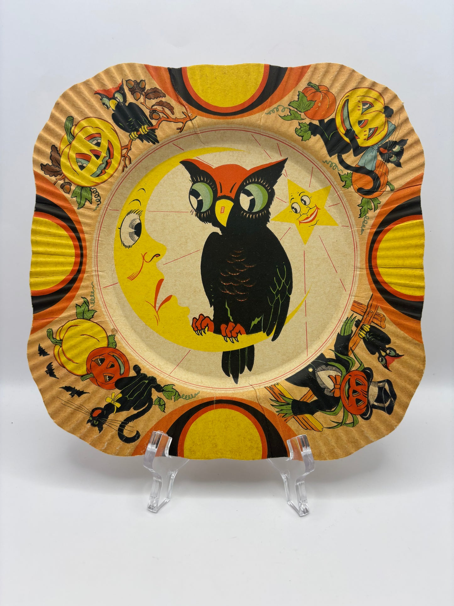 Vintage Halloween 1930s Coved Paper Plate