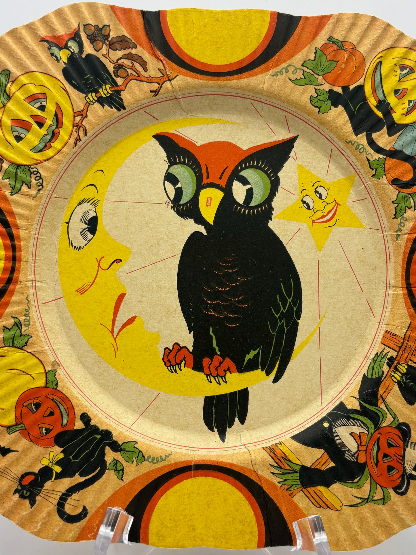Vintage Halloween 1930s Coved Paper Plate