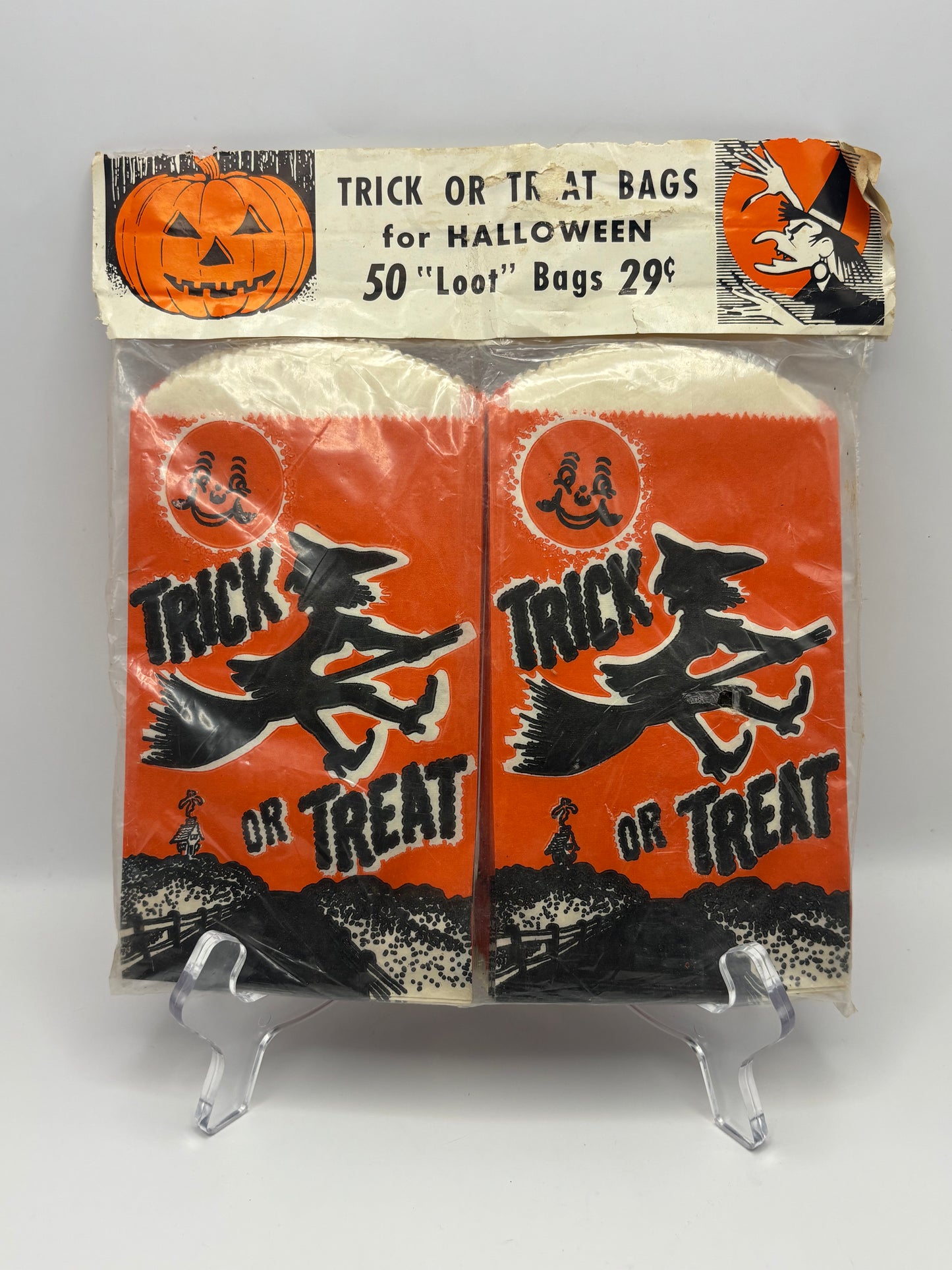 Vintage Halloween 1950s 50 Trick Or Treat "Loot" Bags In Original Packaging
