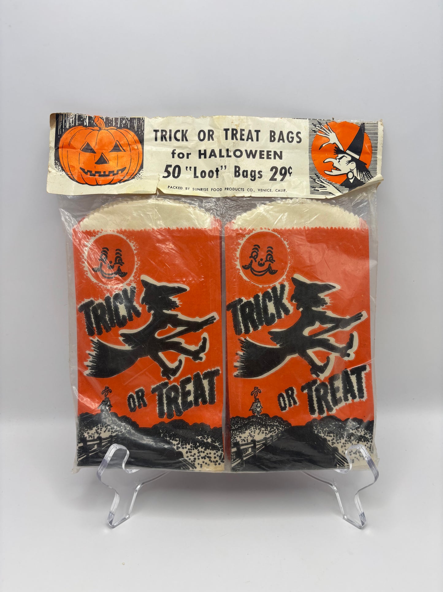 Vintage Halloween 1950s 50 Trick Or Treat "Loot" Bags In Original Packaging
