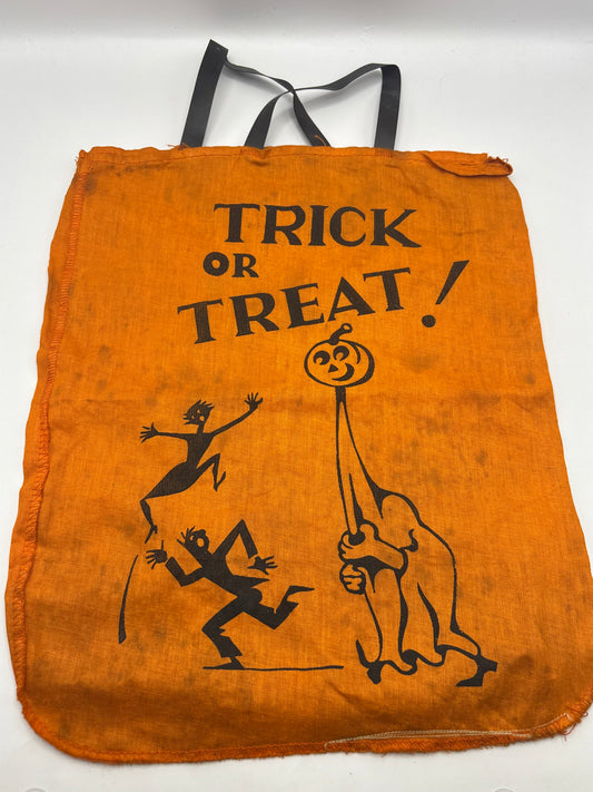 Vintage Halloween 1950s Cloth Trick Or Treat Bag