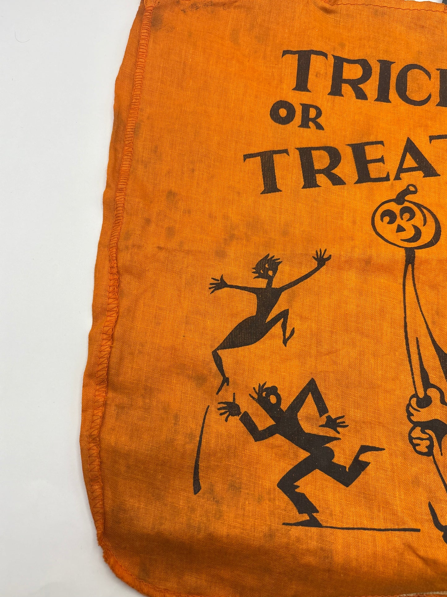 Vintage Halloween 1950s Cloth Trick Or Treat Bag