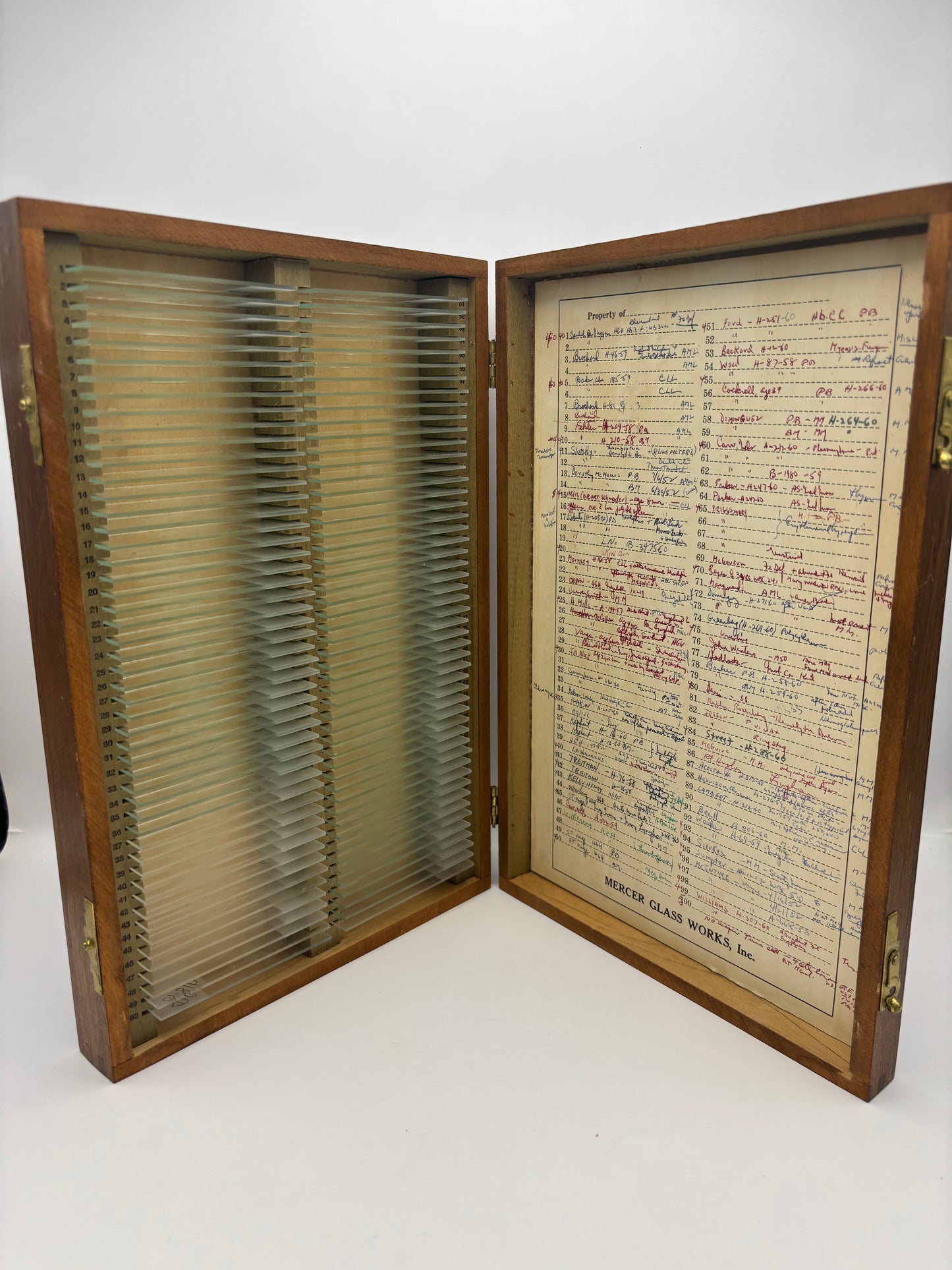 Vintage Wooden Box of Glass Slides of Specimen Samples. Real Life Dexter Stuff! (Copy)