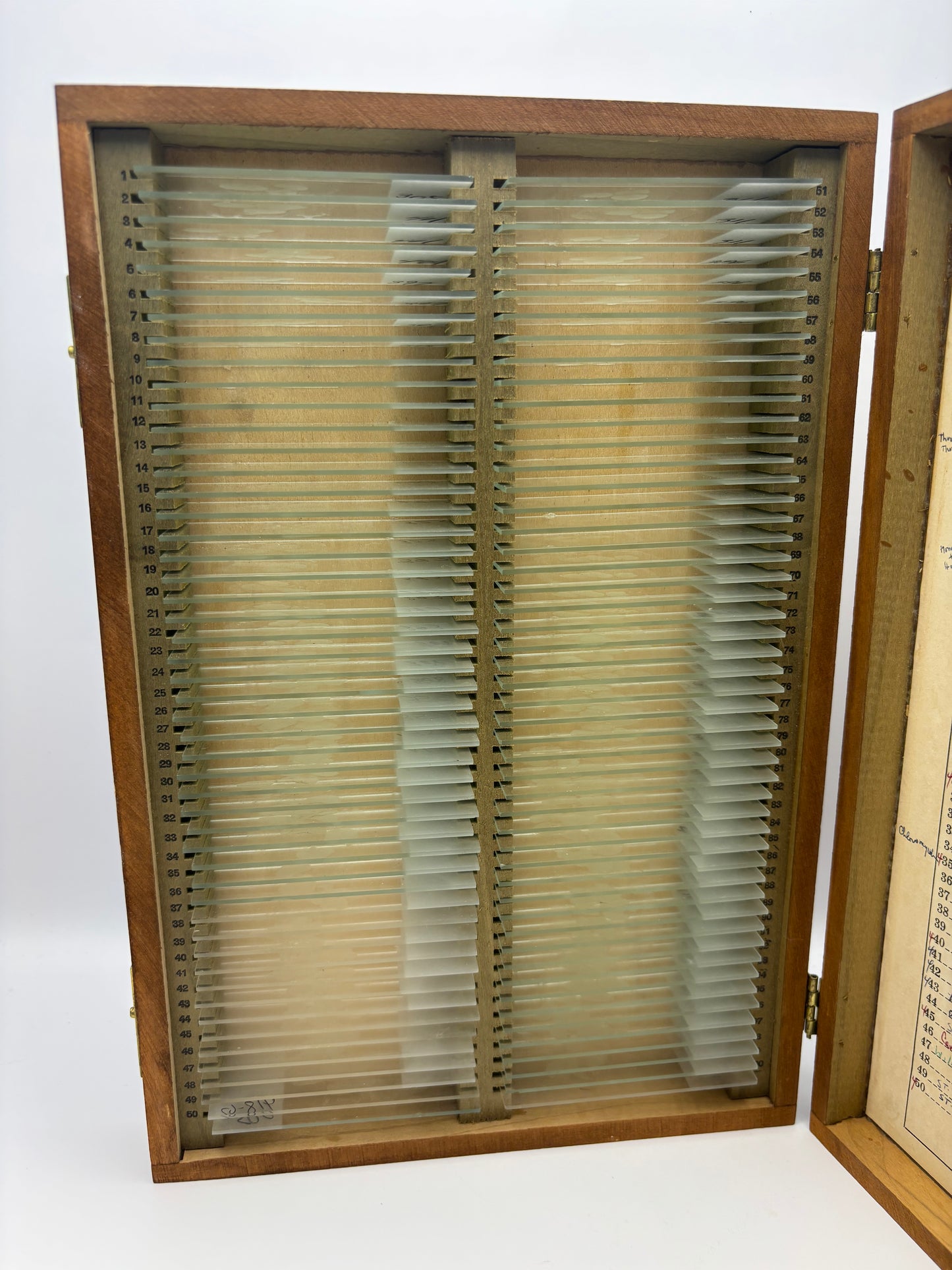 Vintage Wooden Box of Glass Slides of Specimen Samples. Real Life Dexter Stuff! (Copy)