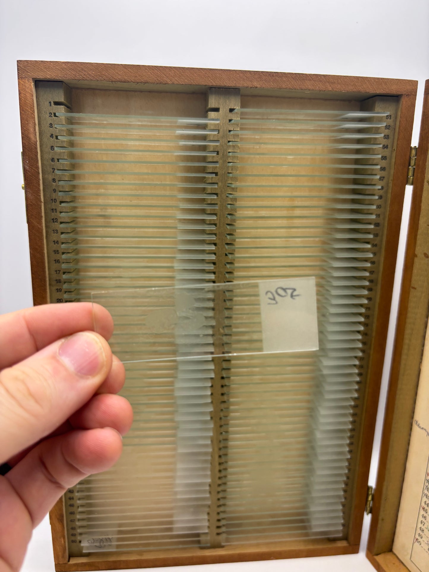 Vintage Wooden Box of Glass Slides of Specimen Samples. Real Life Dexter Stuff! (Copy)