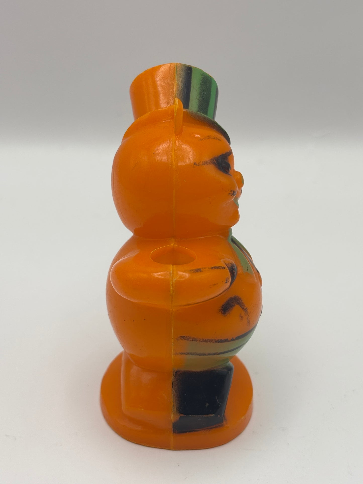 Vintage Halloween 1950s Hard Plastic Rosbro Pirate Cat Candy Container/Ornament