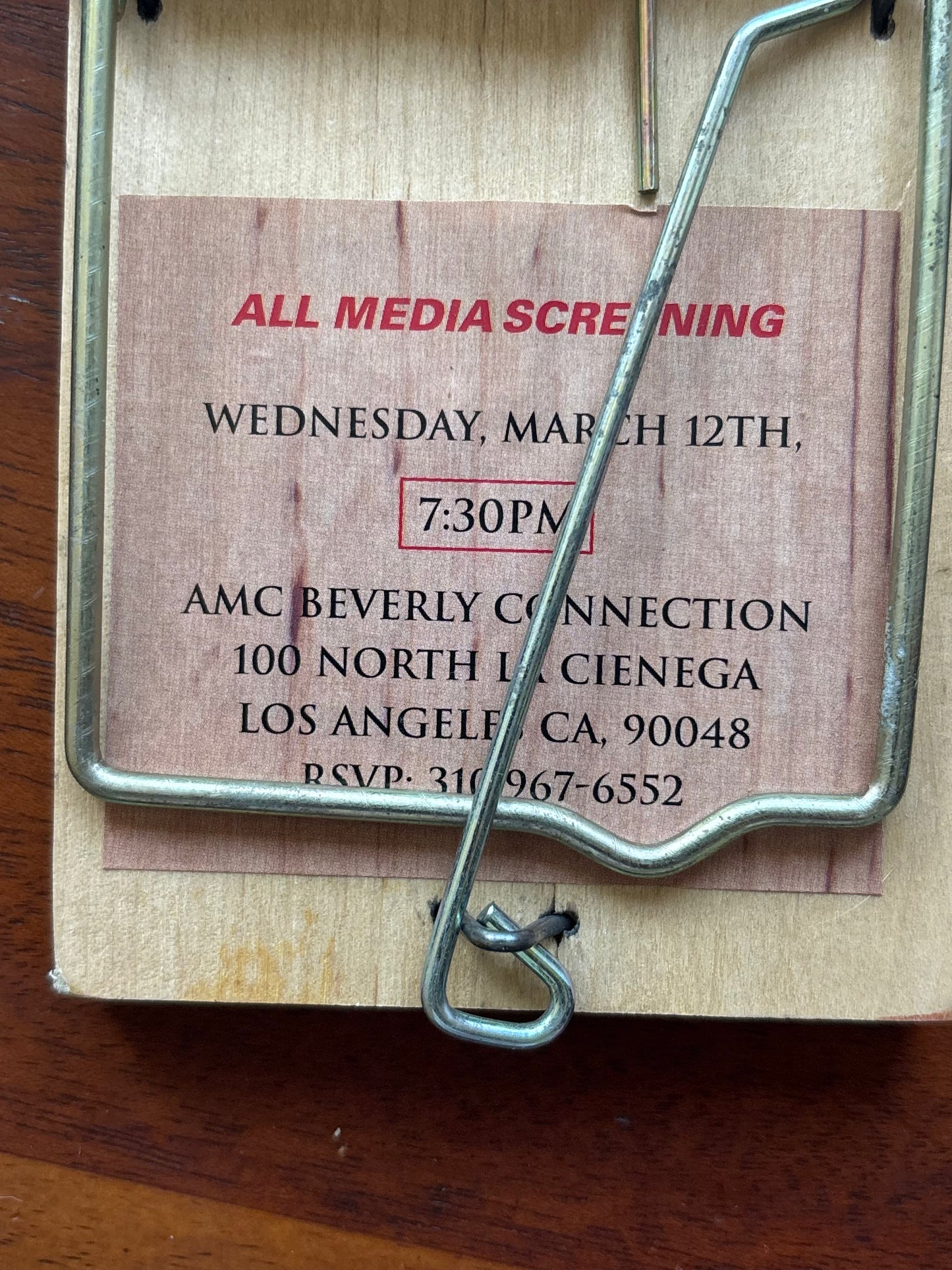 VIntage 2003 Willard Movie Promo Press Screening Invitation