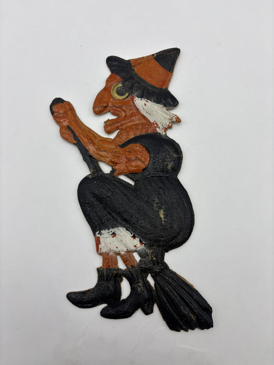Vintage Halloween 1920s German Witch Diecut Decoration