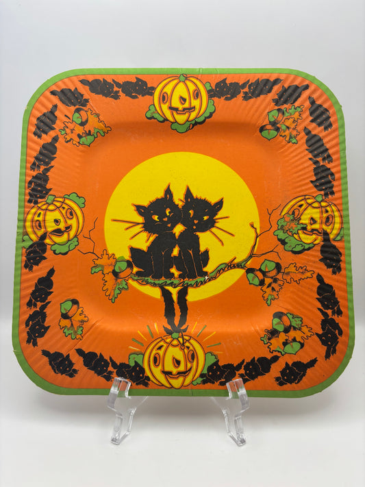 Vintage Halloween 1940s Halloween Party Coved Paper Plate