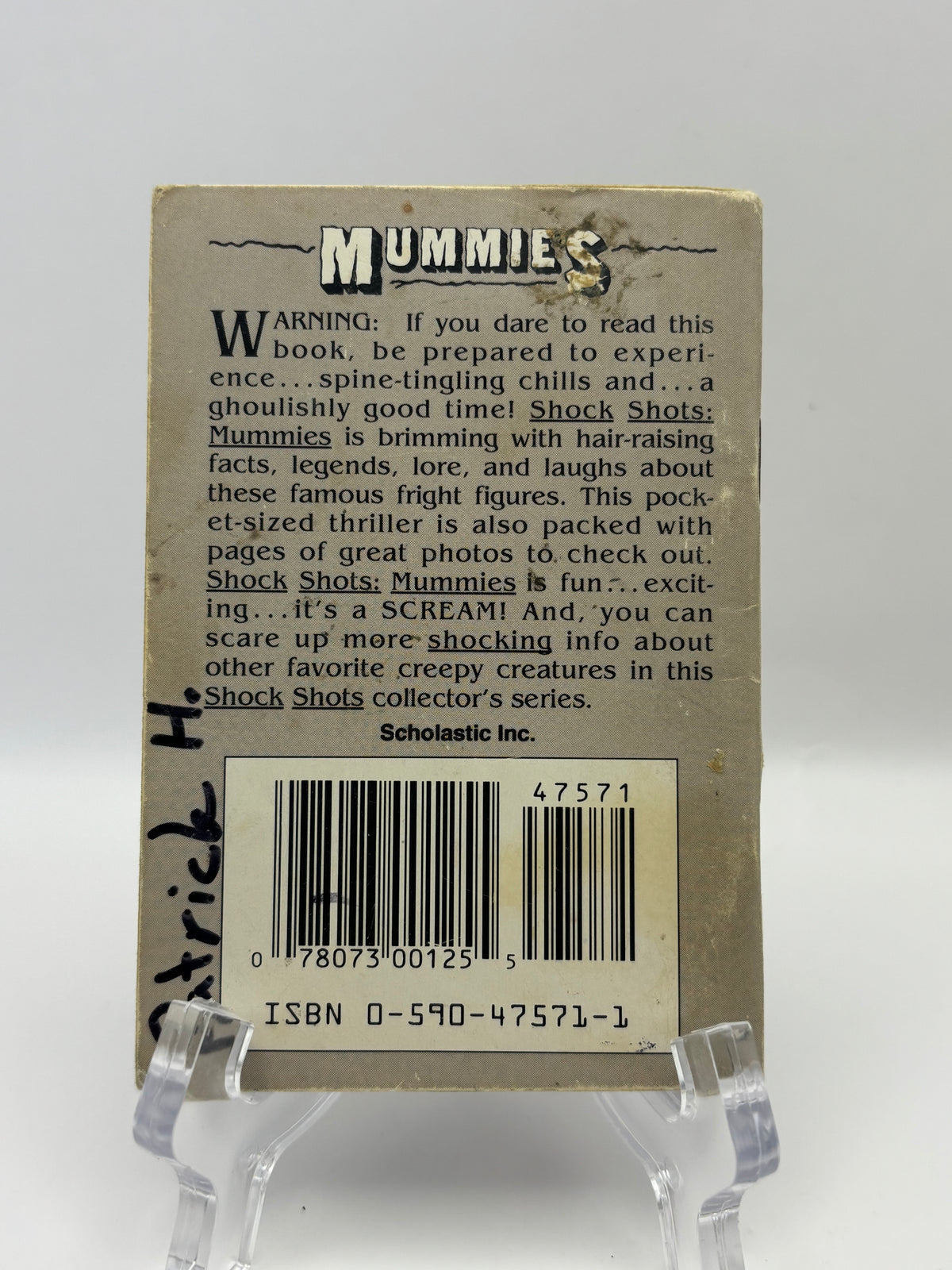 Vintage 1994 Shock Shots Mummies Scholastic Pocket Book