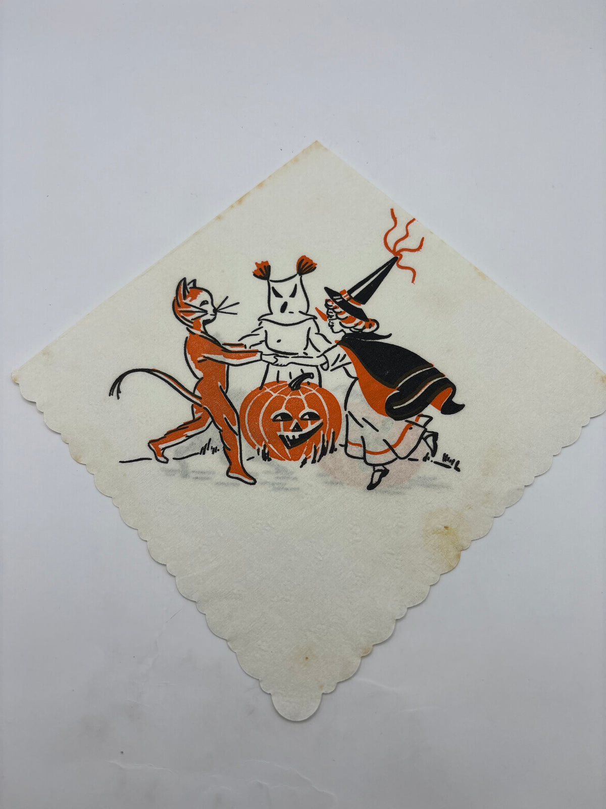 Vintage Halloween 1950s Crepe Paper Napkin