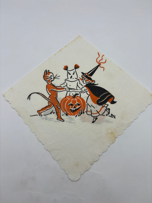 Vintage Halloween 1950s Crepe Paper Napkin