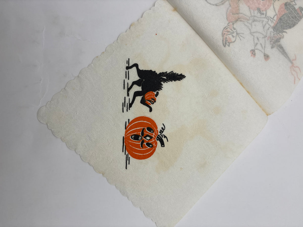 Vintage Halloween 1950s Crepe Paper Napkin