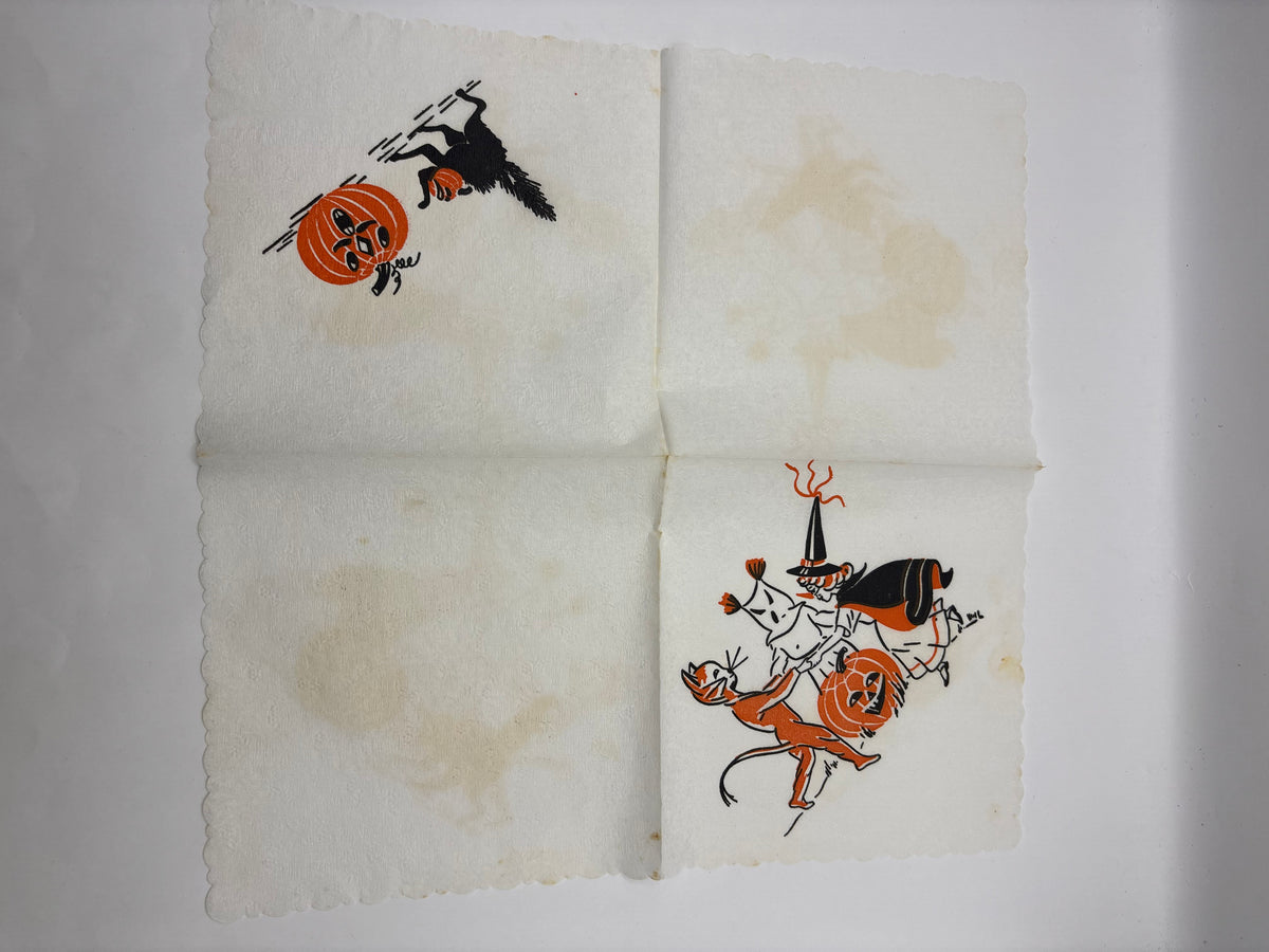 Vintage Halloween 1950s Crepe Paper Napkin