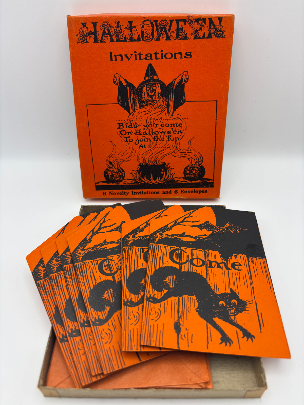 Vintage Halloween 1920s Boxed Set of Novelty Invitations and Envelopes