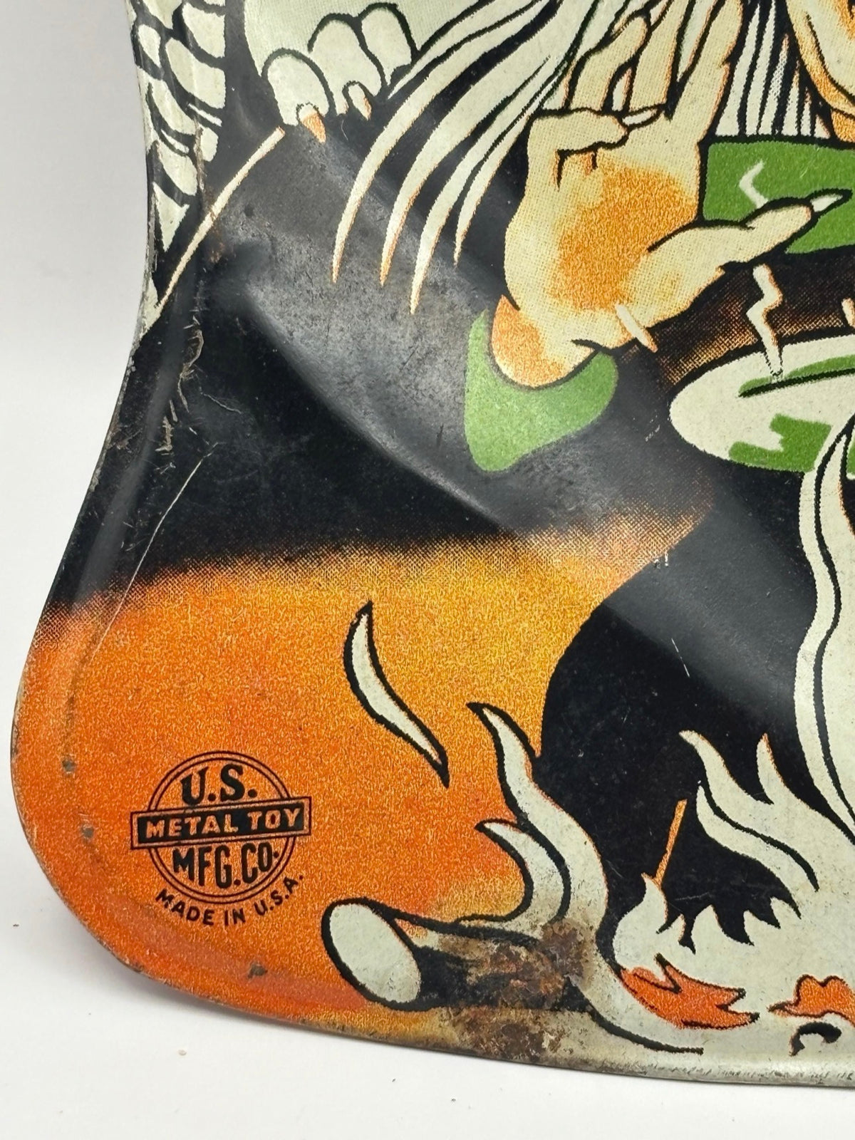 Vintage Halloween 1960s Tin Witch and owl Ratchet