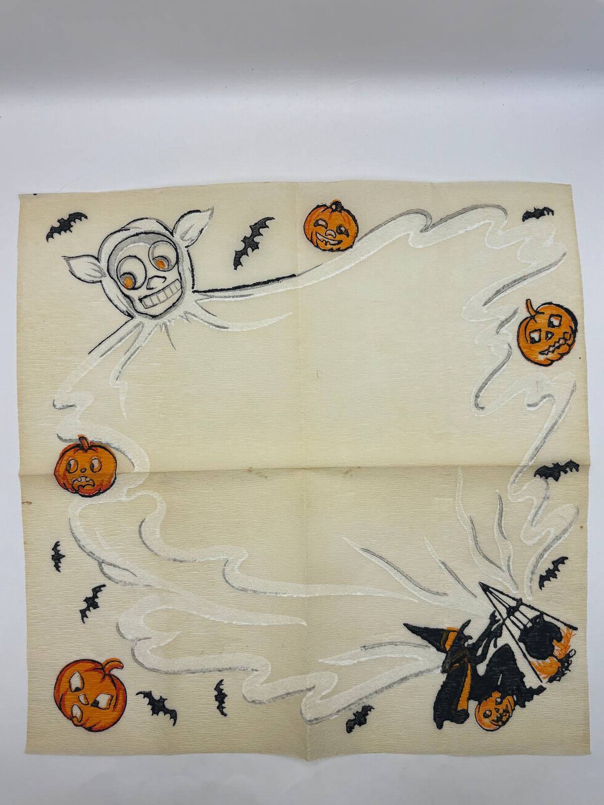 Vintage Halloween Early 1900s Crepe Paper Napkin