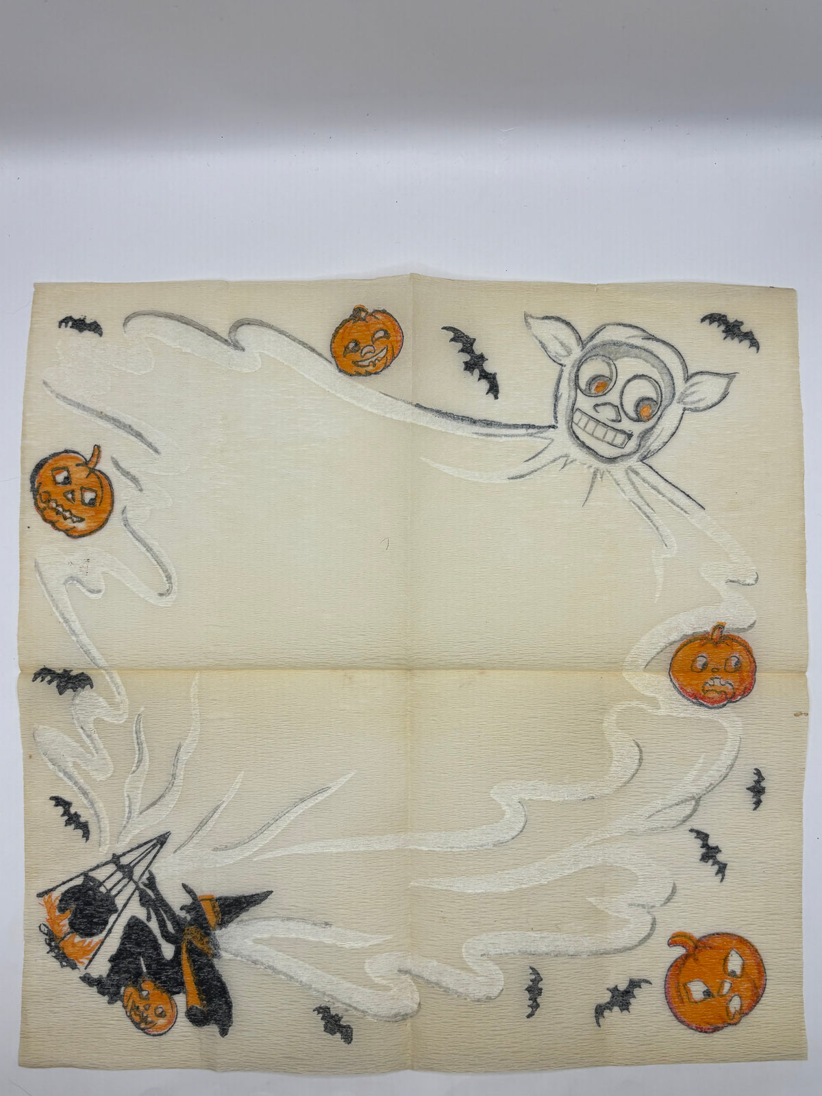 Vintage Halloween Early 1900s Crepe Paper Napkin
