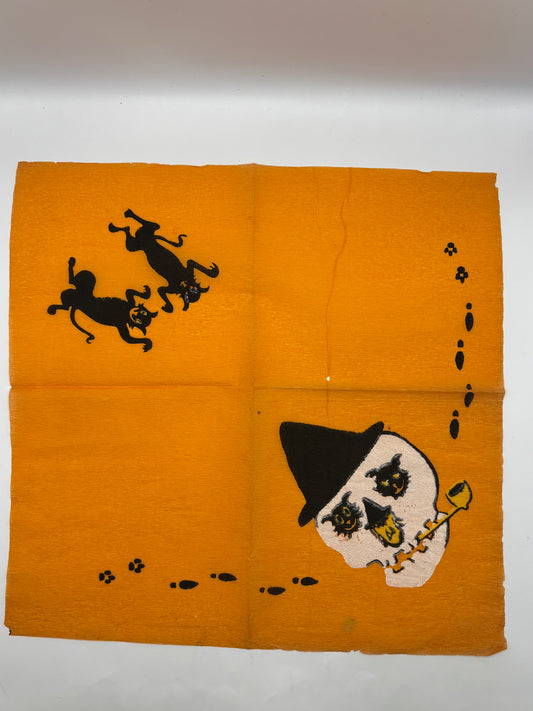 Vintage Halloween Early 1900s Crepe Paper Napkin