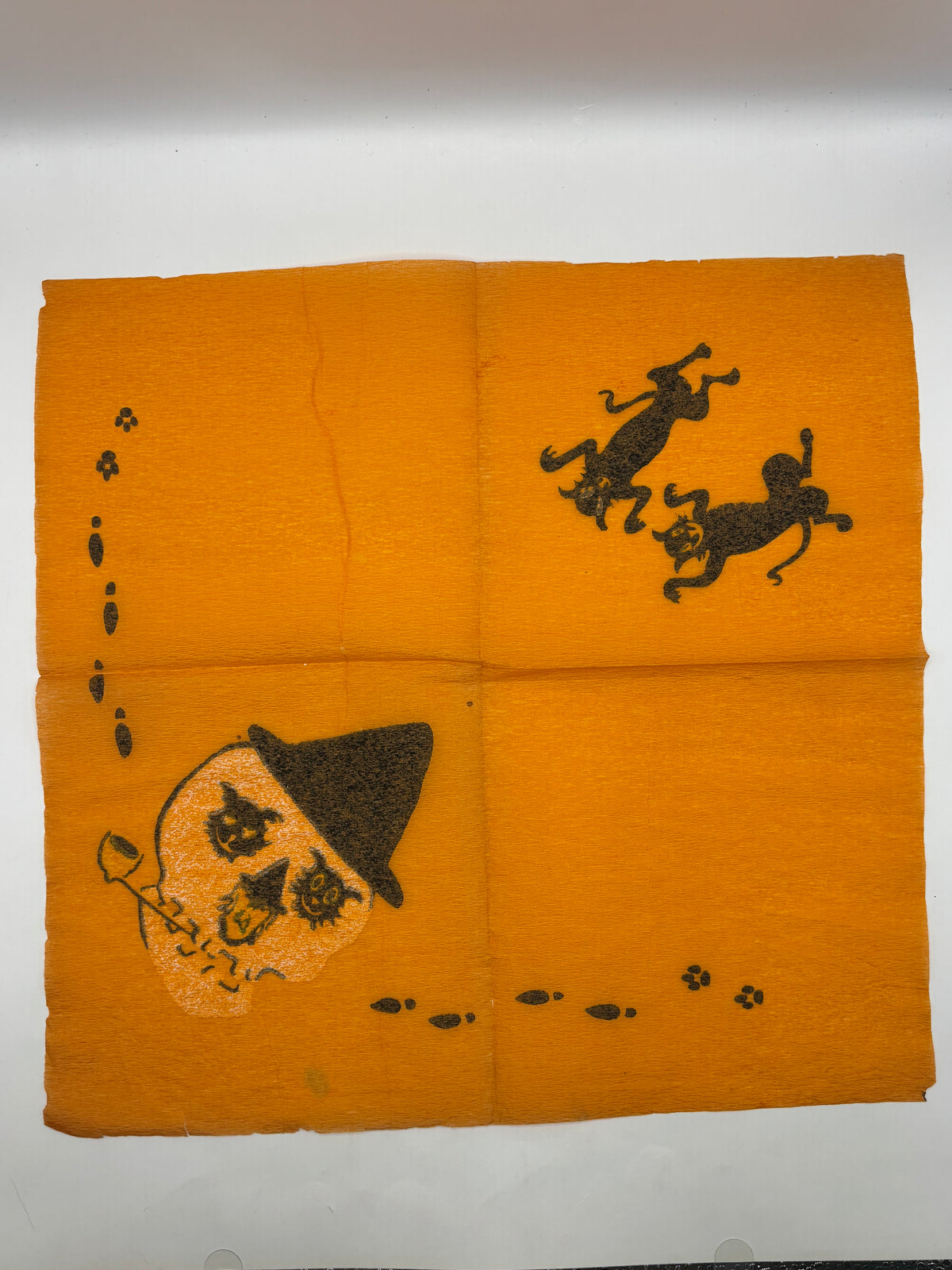 Vintage Halloween Early 1900s Crepe Paper Napkin