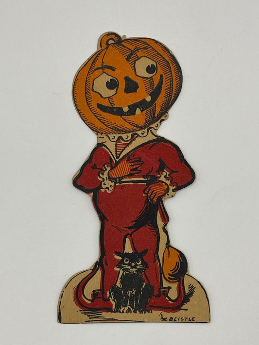 Vintage Halloween 1920s Johnny Pumpkin Head Decoration