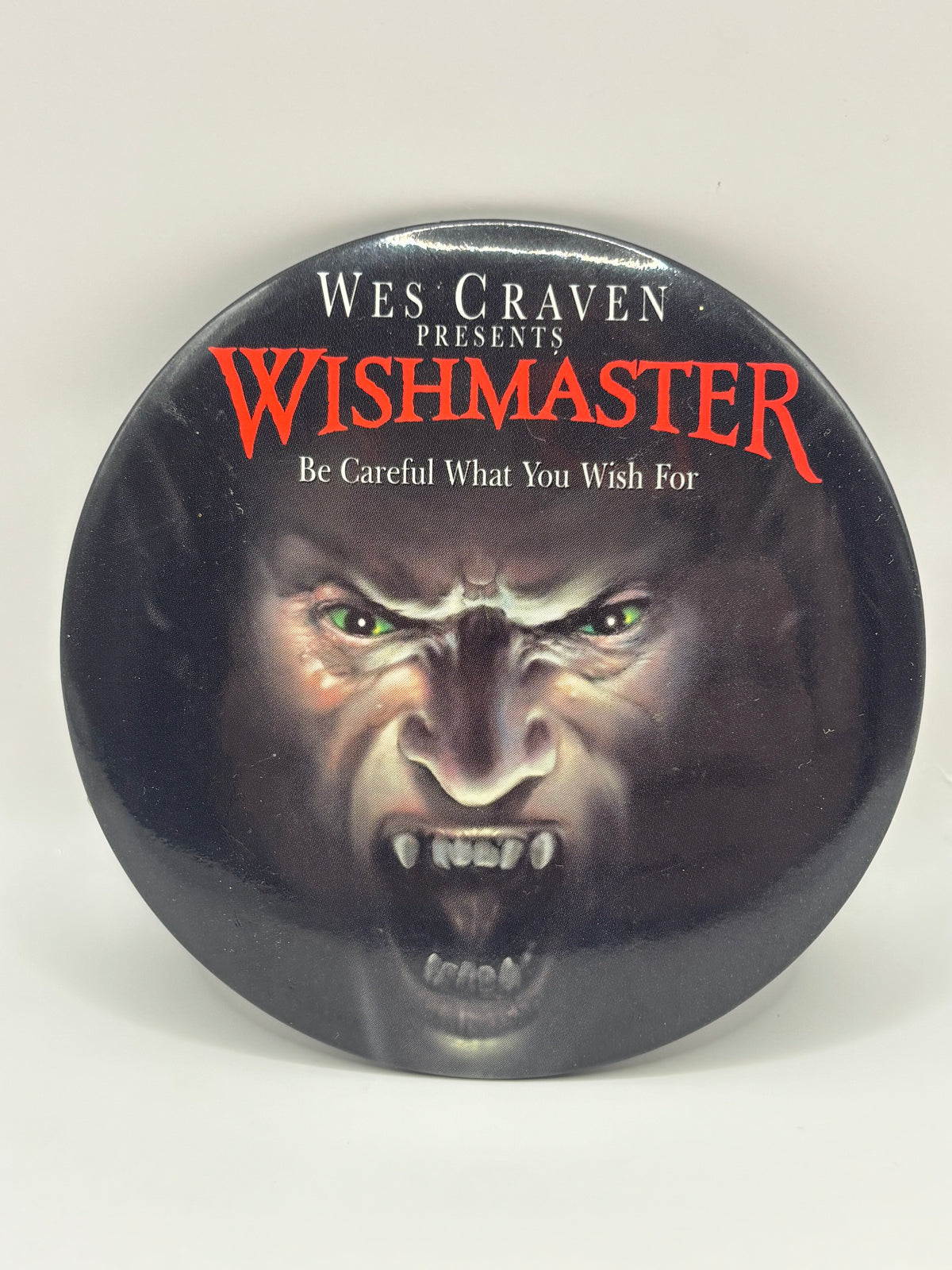 Vintage 1997 Wes Craven Presents Wishmaster Movie Promo Button