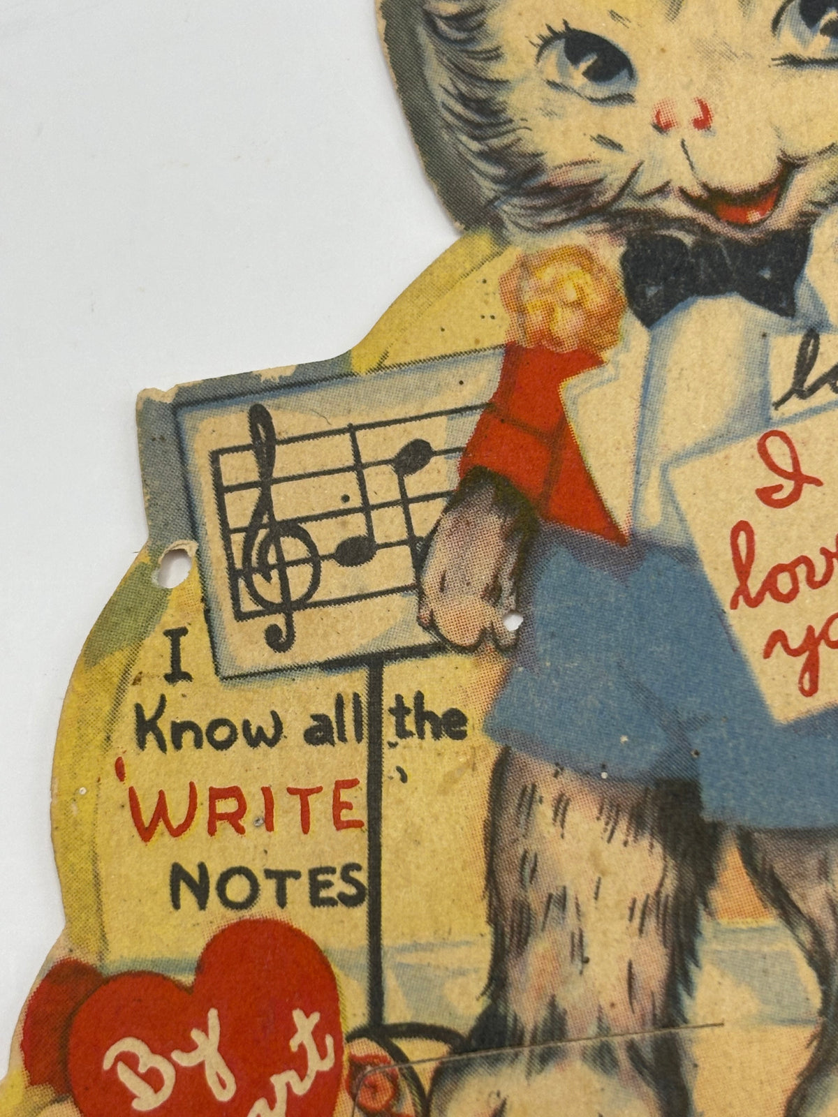 Vintage 1940s Valentines Card Cat