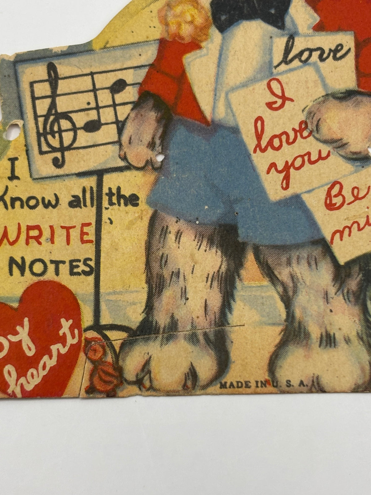 Vintage 1940s Valentines Card Cat