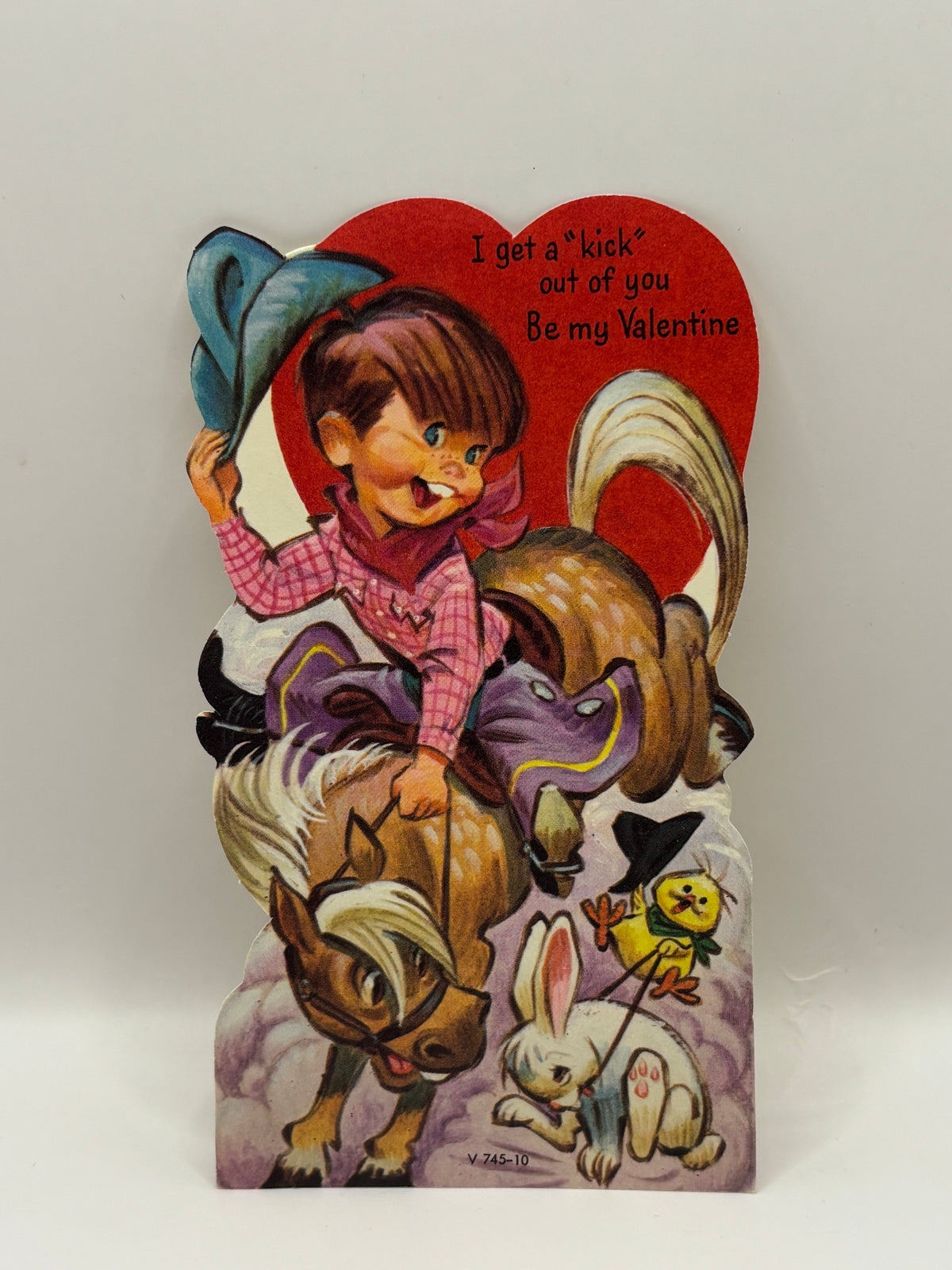 Vintage 1950s Valentine's Card Cowboy