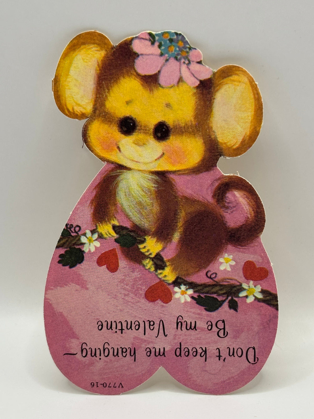 Vintage 1950s Valentine's Card Monkey